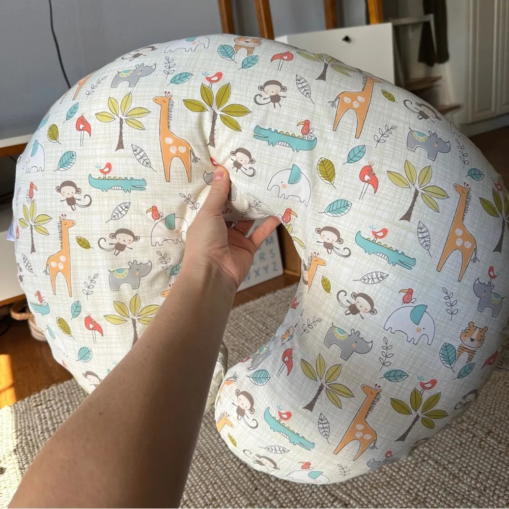 Boppy Nursing Pillow with Washable Safari Animal Cover, Gender Neutral